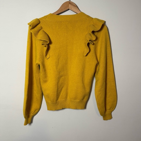 dRA Los Angeles Yellow Ruffled Sweater, Size S - Picture 7 of 10